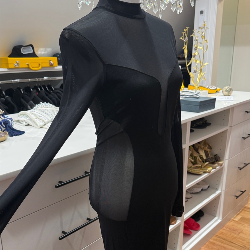 Fashion Nova Black Sheer Maxi Dress - Picture 2 of 3